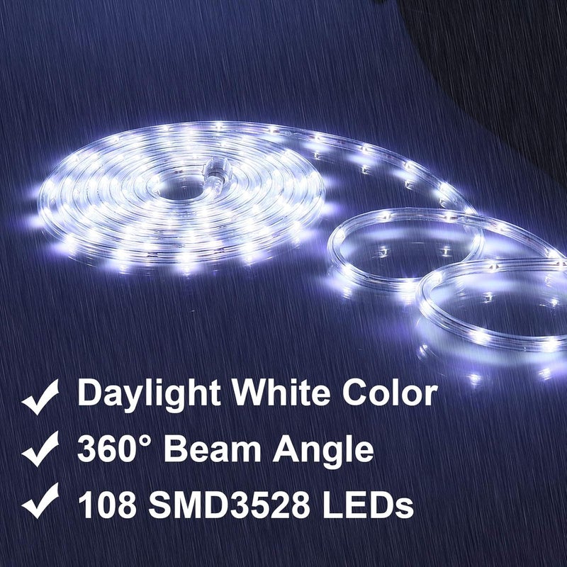 Areful Rope Lights, 16Ft Waterproof Connectable Strip Lighting, 4000K Nature White, Indoor Outdoor Mood Lighting for Home Christmas Holiday Garden Patio Party Decoration - Image 2